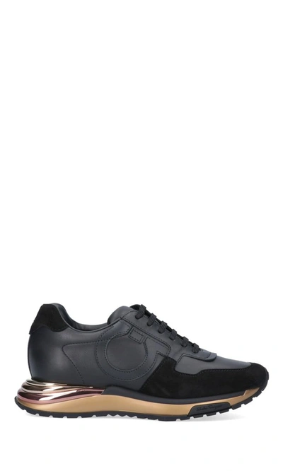 Shop Ferragamo Salvatore  Brooklyn Sneakers In Black