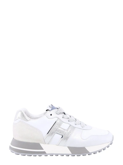 Shop Hogan H383 Metallic Panelled Sneakers In White