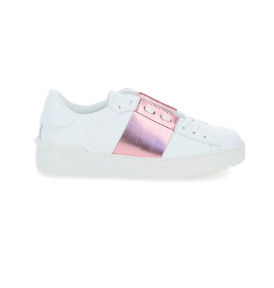 Shop Valentino Garavani Rockstud Open Sneakers In White