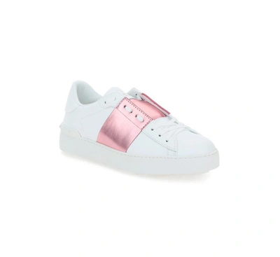 Shop Valentino Garavani Rockstud Open Sneakers In White