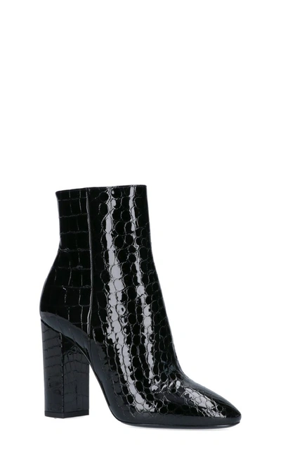 Shop Saint Laurent Embossed Block Heel Boots In Black