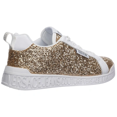 Shop Versace Jeans Couture Embellished Panelled Sneakers In Gold