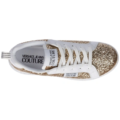 Shop Versace Jeans Couture Embellished Panelled Sneakers In Gold