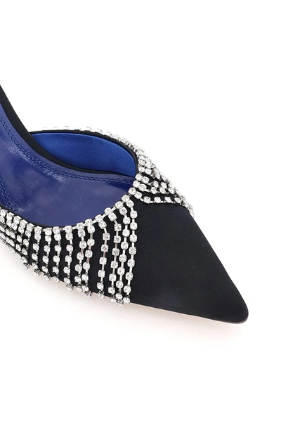 Shop Area Crystal Kitten Mules In Blue