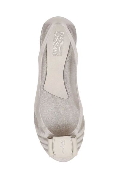 Shop Ferragamo Salvatore  Jelly Ballet Flats In Silver