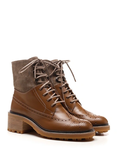 Shop Chloé Franne Lace Up Ankle Boots In Brown