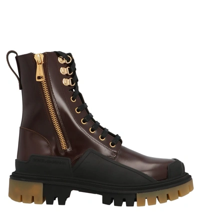 Shop Dolce & Gabbana Ridged Combat Boots In Multi