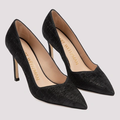 Shop Stuart Weitzman Embossed Pointed Toe Pumps In Black