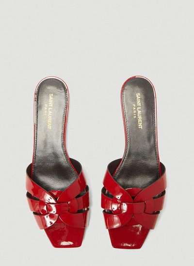 Shop Saint Laurent Tribute Mule Sandals In Red