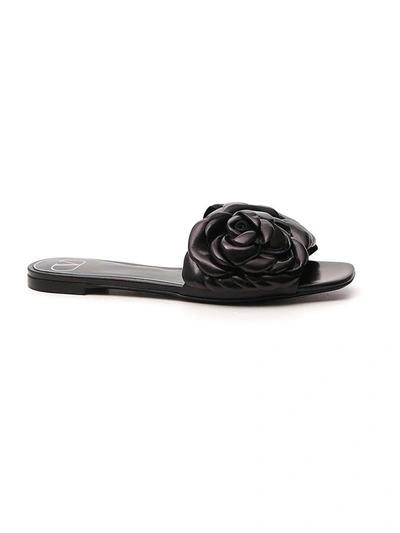 Shop Valentino 03 Rose Atelier Flat Sandals In Black