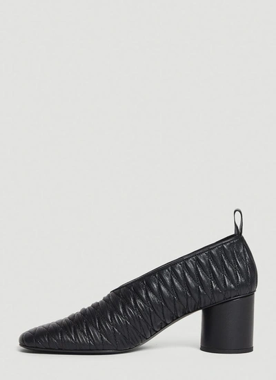 Shop Jil Sander Paola Quilted Block Heel Pumps In Black
