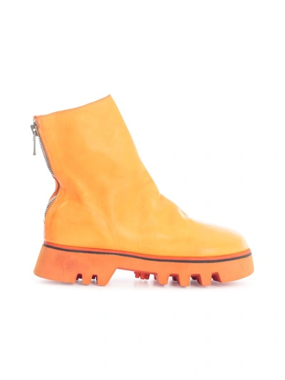 Shop Guidi Chunky Sole Ankle Boots In Orange