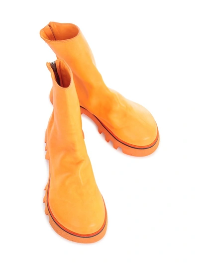 Shop Guidi Chunky Sole Ankle Boots In Orange