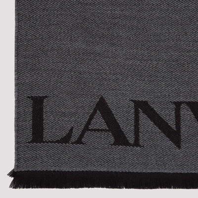 Shop Lanvin Logo Knitted Scarf In Grey