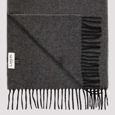 Shop Lanvin Fringed Scarf In Grey