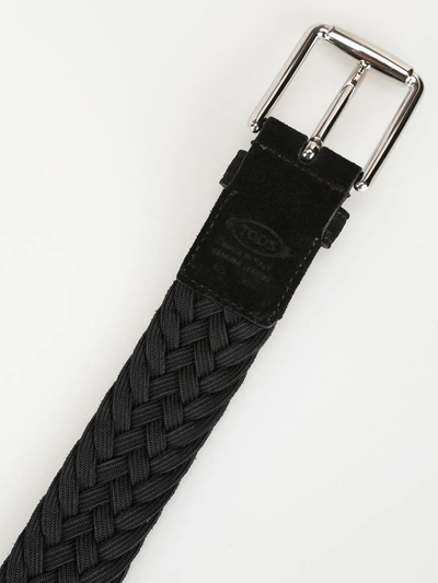 Shop Tod's Braided Buckle Belt In Black