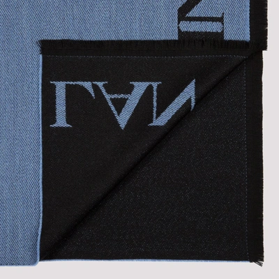 Shop Lanvin Logo Knitted Scarf In Blue