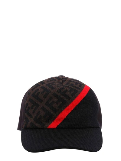 Shop Fendi Panelled Ff Logo Print Baseball Hat In Multi