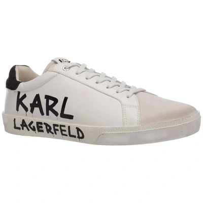 Shop Karl Lagerfeld Skool Brush Logo Sneakers In White