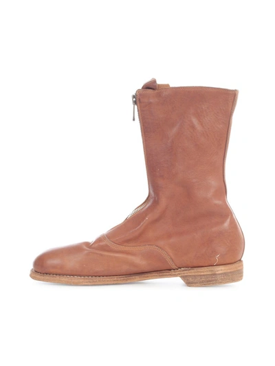 Shop Guidi 310 Front Zip Army Boots In Brown