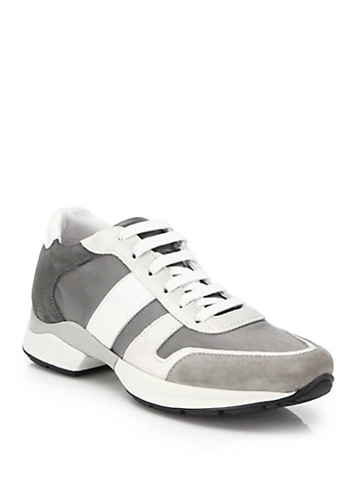 Tod's Suede & Leather Sport Sneakers In Grey