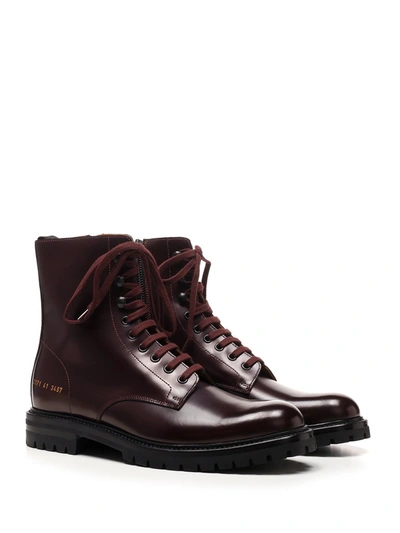 Shop Common Projects Lug Sole Combat Boots In Red