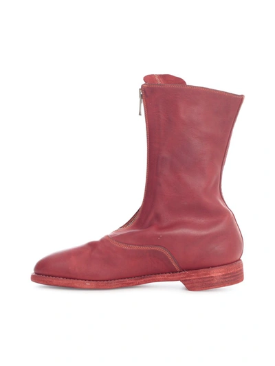 Shop Guidi 310 Front Zip Army Boots In Red