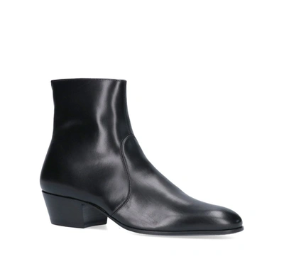 Shop Saint Laurent Cole Zipped Ankle Boots In Black