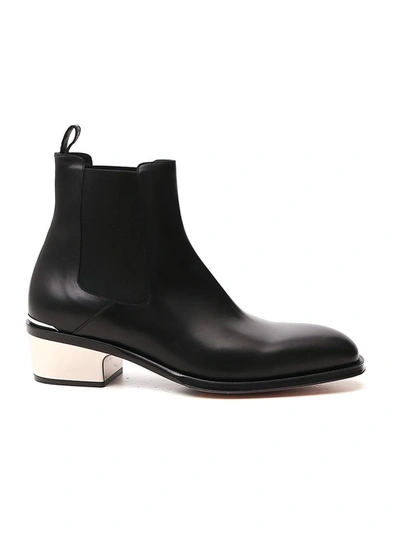 Shop Alexander Mcqueen Metallic Heel Chelsea Boots In Black