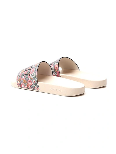 Shop Gucci Floral Print Slides In Multi