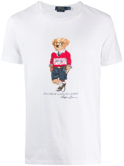 Shop Polo Ralph Lauren Teddy Bear-print Crew-neck T-shirt In White