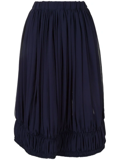 Shop Comme Des Garçons Ruched Hem Mid Skirt In Blue