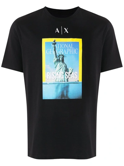 Shop Armani Exchange Graphic Print T-shirt In Black