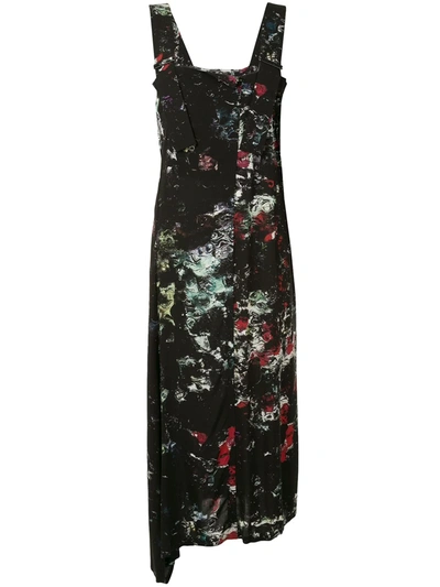 Shop Yohji Yamamoto Floral Print Dress In Black
