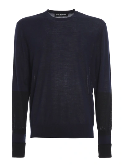 Shop Neil Barrett Wool-silk Blend Sweater In Blue