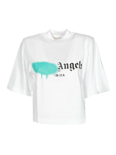 Shop Palm Angels Ibiza Crop T-shirt In White