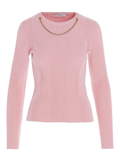 Shop Givenchy Chain Detail Sweater In Pink