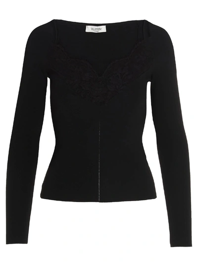 Shop Valentino Lace Pullover In Black