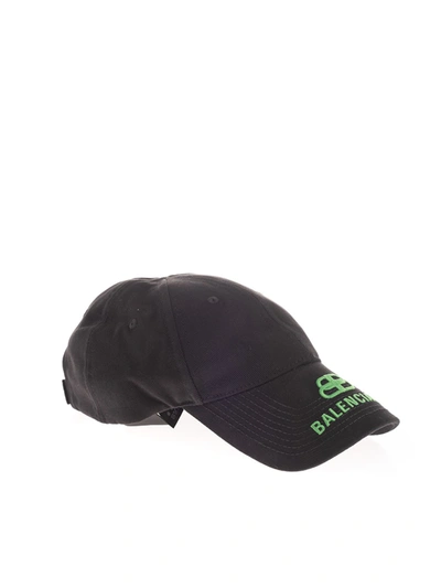 Shop Balenciaga Bb Logo Baseball Cap In Black And Green