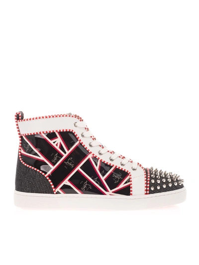 Shop Christian Louboutin Lou Spikes Orlato Sneakers In Red And Black