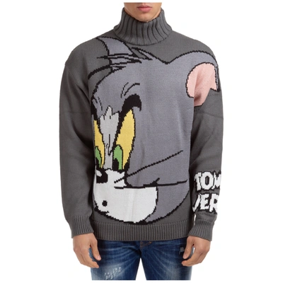 Shop Gcds Men's Crew Neck Neckline Jumper Sweater Pullover Tom In Grey