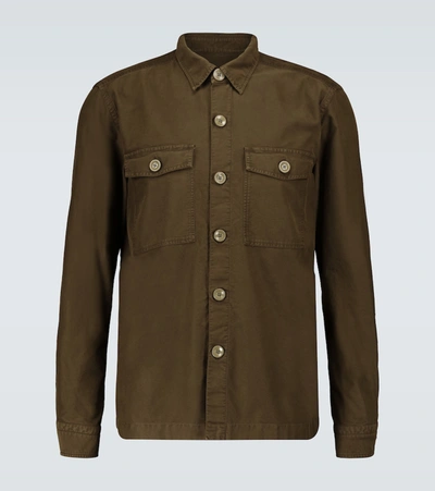 Shop Tom Ford Long-sleeved Moleskin Overshirt In Green