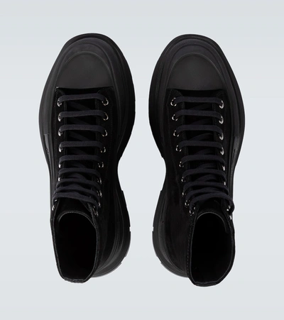 Shop Alexander Mcqueen Tread Slick Suede Platform Sneakers In Black