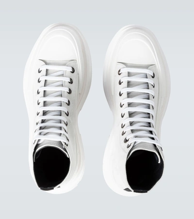 Shop Alexander Mcqueen Tread Slick Suede Platform Sneakers In White