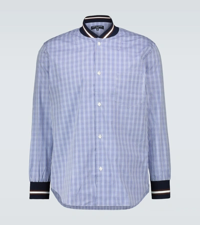 Shop Comme Des Garçons Homme Deux Checked Shirt With Ribbed Trims In Blue