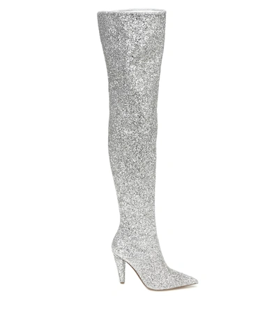 Shop Alexandre Vauthier Amina Glitter Over-the-knee Boots In Silver