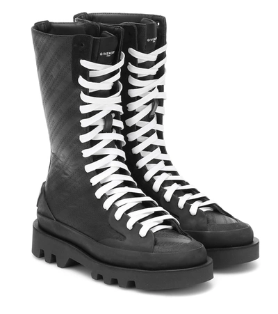 Shop Givenchy Clapham Leather Combat Boots In Black