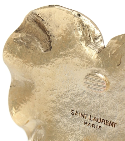 Shop Saint Laurent Héritage Heart Clip-on Earrings In Gold