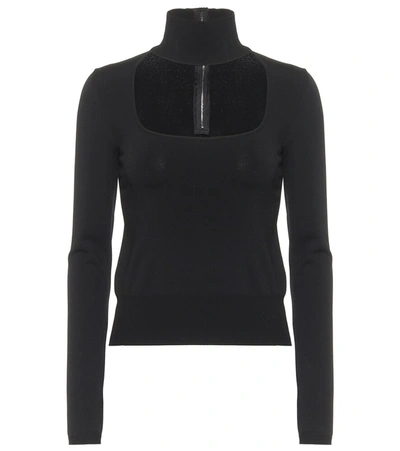 Shop Dolce & Gabbana Cutout Mock Neck Sweater In Black