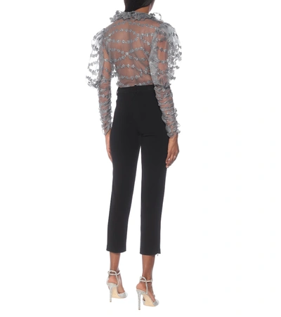 Shop Rodarte Embroidered Tulle Blouse In Silver